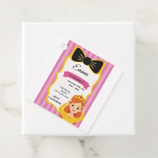 Roze Prinses Verjaardag Uitnodigen | tateraar Bedankjes Labels (In situ)