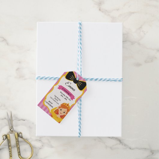 Roze Prinses Verjaardag Uitnodigen | tateraar Cadeaulabel (Met Touw)