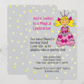 Roze Prinses Verjaardag Uitnodiging (Voorkant / Achterkant)