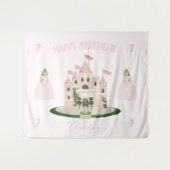 Roze prinses verjaardagsbanner tapijt  wandkleed (Voorkant (horizontaal))