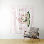 Roze prinses verjaardagsbanner tapijt  wandkleed (In situ)