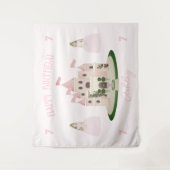 Roze prinses verjaardagsbanner tapijt  wandkleed (Voorkant)