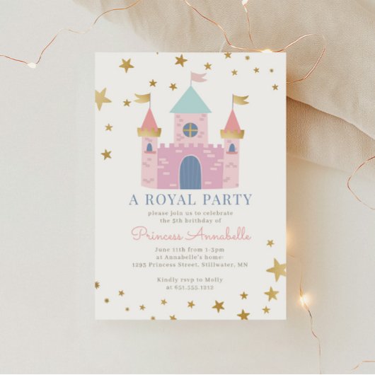Roze Prinses Verjaardagsfeest Uitnodiging