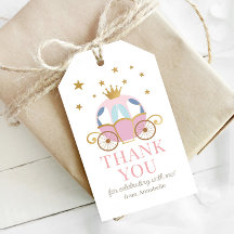 Roze Prinses Verjaardagsfeestje Favor Tags