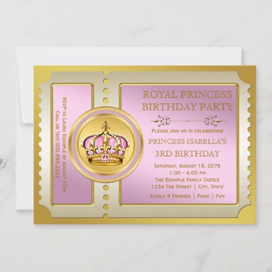 Roze Prinses Verjaardagsfeestje Kaart (Voorkant)