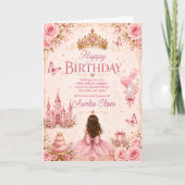 Roze Prinses Verjaardagsgroet Kaart (Voorkant)