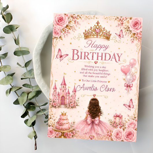 Roze Prinses Verjaardagsgroet Kaart