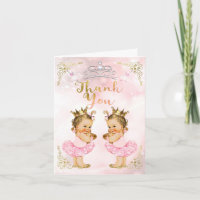 Roze Prinses Vintage Baby Meisje Tweeling Bedankt