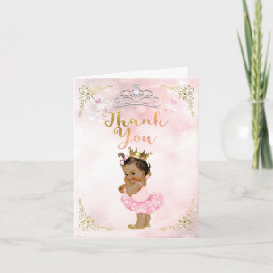 Roze Prinses Vintage Tannige Baby Meisje Dank Je W Bedankkaart