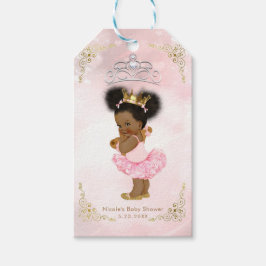 Roze Prinses Vintage Zwarte Baby Meisje Shower Fav Cadeaulabel