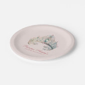 Roze Prinses Waterverf Tiara Verjaardag Papieren Bordje (Gekanteld)