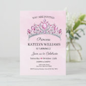 Roze Prinses Waterverf Verjaardag  Kaart (Staand voorkant)
