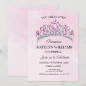 Roze Prinses Waterverf Verjaardag  Kaart (Voorkant / Achterkant)