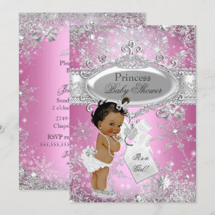 Roze Prinses Winter Wonderland Baby Shower Etnisch Kaart