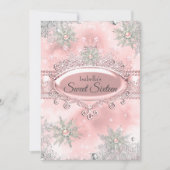 Roze Prinses Winter Wonderland Sweet 16 Kaart (Voorkant)