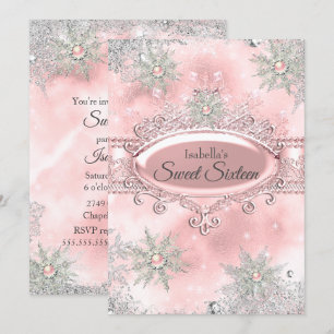Roze Prinses Winter Wonderland Sweet 16 Kaart