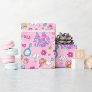 Roze prinses wrapppapier, 30 x 6 inch cadeaupapier
