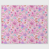 Roze prinses wrapppapier, 30 x 6 inch cadeaupapier (Vlak)