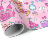 Roze prinses wrapppapier, 30 x 6 inch cadeaupapier (Rol Hoek)