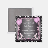 Roze Prinses Zebra Baby shower Save The Date Magneet (Voorkant / Achterkant)