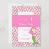 Roze Prinses Zeemeermin 1e Verjaardagsfeest Kaart (Voorkant)