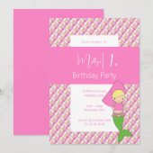 Roze Prinses Zeemeermin 1e Verjaardagsfeest Kaart (Voorkant / Achterkant)