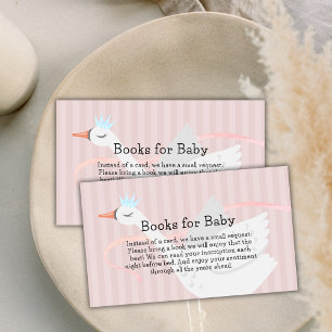 Roze prinses zwaan boeken voor Baby shower Informatiekaartje