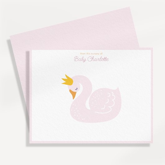 Roze Prinses Zwanen Kraam Briefkaart