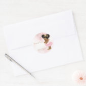 Roze Prinses Zwart Baby Meisje Douche Favor Ronde Sticker (Envelop)