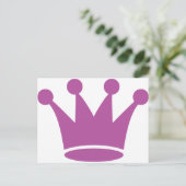 roze prinseskroon briefkaart (Staand voorkant)