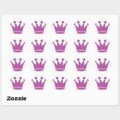 roze prinseskroon ronde sticker (Vel)