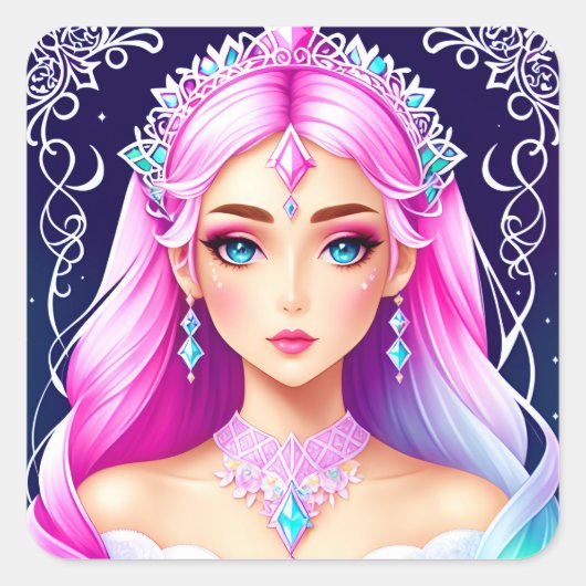  roze prinsesontwerp voor de Sticker (Voorkant)