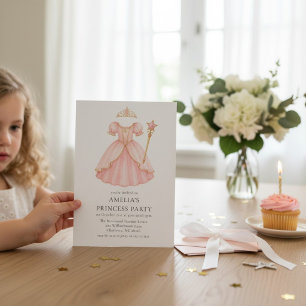Roze Prinsessen Baljurk Waterverf Verjaardag Kaart