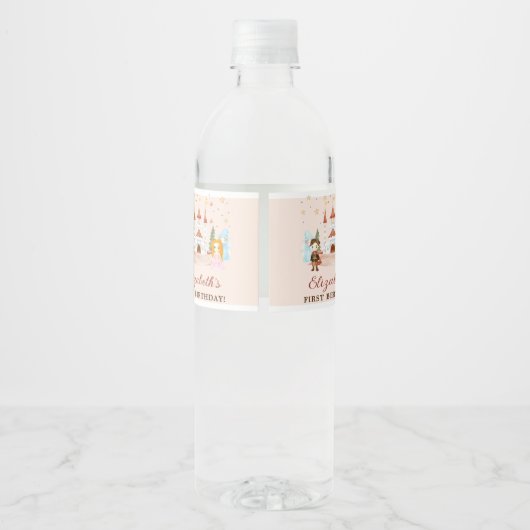 Roze Prinsessen en Ridders Meisje Verjaardag Waterfles Etiket (Achterkant)