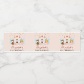 Roze Prinsessen en Ridders Meisje Verjaardag Waterfles Etiket (Enkel label)
