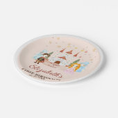 Roze Prinsessen en Ridders Meisje Verjaardagsfeest Papieren Bordje (Gekanteld)