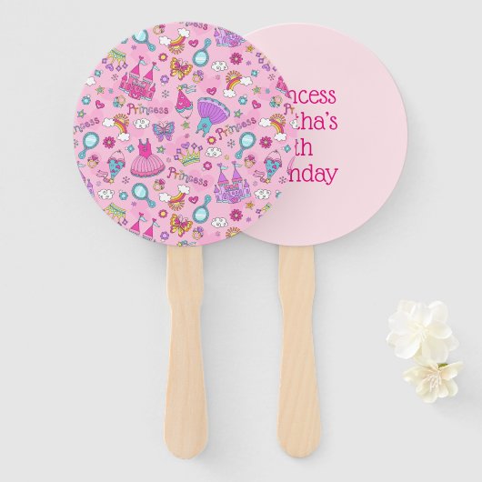 Roze Prinsessen Handwaaier (Voorkant en achterkant)