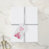 Roze Prinsessen Kasteel Meisje Verjaardagsfeestje Cadeaulabel (Met Touw)