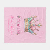 Roze Prinsessen Kroon Fleece Deken (Voorkant (Horizontaal))
