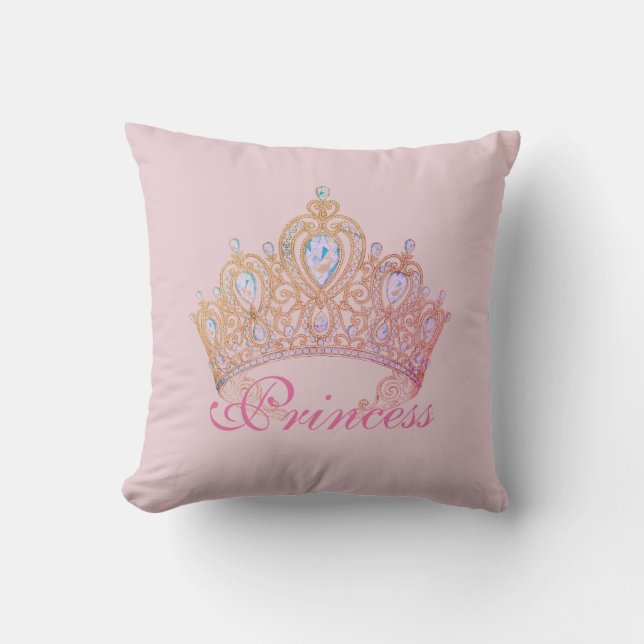 Roze Prinsessen Kroon Kussen (Voorkant)