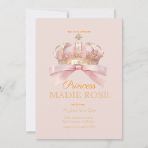 Roze Prinsessen Kroon Sprookje Verjaardag Kaart