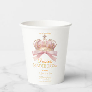 Roze Prinsessen Kroon Sprookje Verjaardag Papieren Bekers
