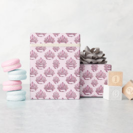Roze Prinsessen Kroon Sprookje Verjaardagsmeisje Cadeaupapier