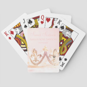 Roze Prinsessen Kroon Sweet Sixteen Feest Favoriet Pokerkaarten