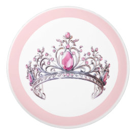 Roze Prinsessen Tiara Meisjesachtige Keramische Kn Knop