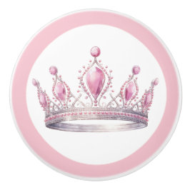 Roze Prinsessen Tiara Meisjesachtige Keramische Kn Knop