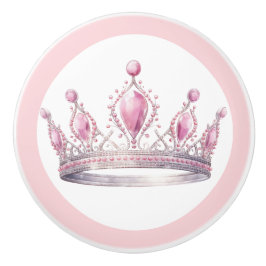 Roze Prinsessen Tiara Meisjesachtige Keramische Kn Knop