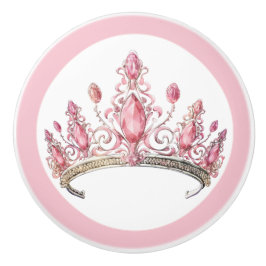 Roze Prinsessen Tiara Meisjesachtige Keramische Kn Knop