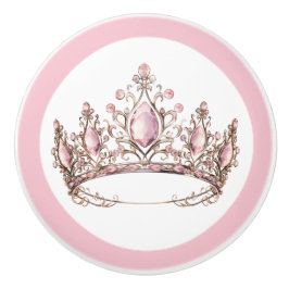 Roze Prinsessen Tiara Meisjesachtige Keramische Kn Knop