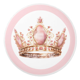 Roze Prinsessen Tiara Meisjesachtige Keramische Kn Knop